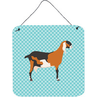 "Caroline's Treasures Blue Anglo Nubian Goat Check Metal Print, 6hx6w"