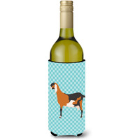 "Caroline's Treasures Anglo Nubian Goat Blue Check Decorative Bottle Hugger, 750 ml, Multicolor"