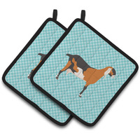 "Caroline's Treasures Anglo Nubian Goat Blue Check Decorated Pot Holder, 7.5"" x 7.5"""