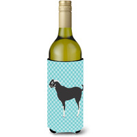 "Caroline's Treasures Black Bengal Goat Blue Check Decorative Bottle Hugger, 750 ml, Multicolor"