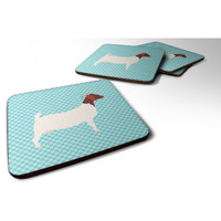 "Caroline's Treasures Boer Goat Blue Check Decorative coasters, 3.5, Multicolor"