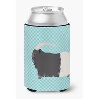 "Caroline's Treasures Welsh Black-Necked Goat Blue Check Decorative Can Hugger, Multicolor"