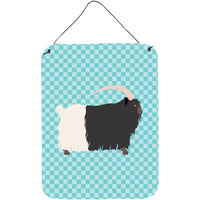 "Caroline's Treasures Welsh Black-Necked Goat Blue Check Metal Print, 16hx12w, Multicolor"