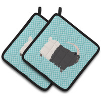 "Caroline's Treasures Welsh Black-Necked Goat Blue Check Decorated Pot Holder, 7.5"" x 7.5"""
