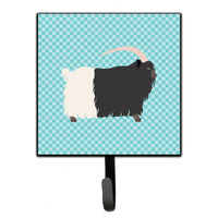 "Caroline's Treasures Welsh Black-Necked Goat Blue Check Wall Hook, Small, Multicolor"