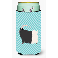 "Caroline's Treasures Welsh Black-Necked Goat Blue Check Decorative Can Hugger, Tall Boy, Multicolor"
