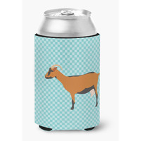 "Caroline's Treasures Oberhasli Goat Blue Check Decorative Can Hugger, Multicolor"