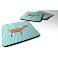 "Caroline's Treasures Oberhasli Goat Blue Check Decorative Coasters, 3.5"", Multicolor"