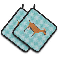 "Caroline's Treasures Oberhasli Goat Blue Check Decorated Pot Holder, 7.5"" x 7.5"""