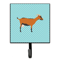 "Caroline's Treasures Oberhasli Goat Blue Check Wall Hook, Small, Multicolor"
