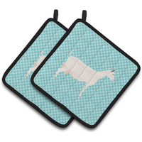 "Caroline's Treasures Saanen Goat Blue Check Decorated Pot Holder, 7.5"" x 7.5"""