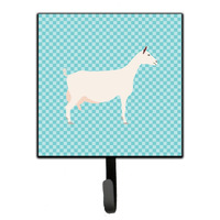 "Caroline's Treasures Saanen Goat Blue Check Wall Hook, Small, Multicolor"