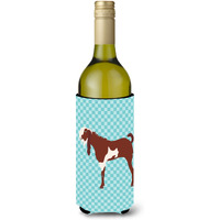 "Caroline's Treasures Jamnapari Goat Blue Check Decorative Bottle Hugger, 750 ml, Multicolor"
