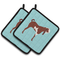 "Caroline's Treasures Jamnapari Goat Blue Check Decorated Pot Holder, 7.5"" x 7.5"""
