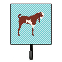 "Caroline's Treasures Jamnapari Goat Blue Check Wall Hook, Small, Multicolor"