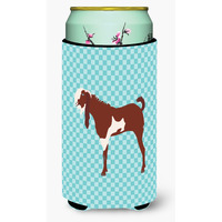 "Caroline's Treasures Jamnapari Goat Blue Check Decorative Can Hugger, Tall Boy, Multicolor"