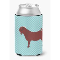 "Caroline's Treasures Kalahari Red Goat Blue Check Decorative Can Hugger, Multicolor"