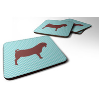"Caroline's Treasures Kalahari Red Goat Blue Check Decorative coasters, 3.5, Multicolor"