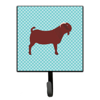 "Caroline's Treasures Kalahari Red Goat Blue Check Wall Hook, Small, Multicolor"