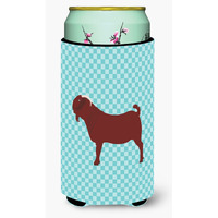 "Caroline's Treasures Kalahari Red Goat Blue Check Decorative Can Hugger, Tall Boy, Multicolor"