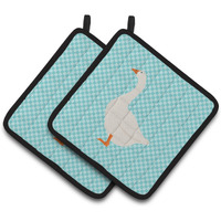 "Caroline's Treasures Embden Goose Blue Check Decorated Pot Holder, 7.5"" x 7.5"""