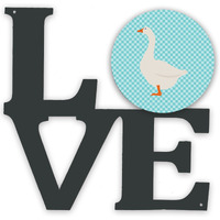 "Caroline's Treasures Embden Goose Blue Check Metal Artwork Love wall-decor, Multicolor"