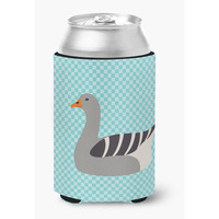 "Caroline's Treasures Pilgrim Goose Blue Check Decorative Can Hugger, Multicolor"