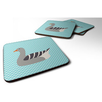 "Caroline's Treasures Pilgrim Goose Blue Check Decorative coasters, 3.5, Multicolor"