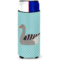 "Caroline's Treasures Pilgrim Goose Blue Check Decorative Can Hugger, Slim, Multicolor"