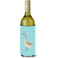 "Caroline's Treasures Steinbacher Goose Blue Check Decorative Bottle Hugger, 750 ml, Multicolor"
