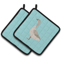 "Caroline's Treasures Steinbacher Goose Blue Check Decorated Pot Holder, 7.5"" x 7.5"""