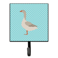 "Caroline's Treasures Steinbacher Goose Blue Check Wall Hook, Small, Multicolor"