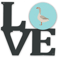 "Caroline's Treasures Steinbacher Goose Blue Check Metal Artwork Love wall-decor, Multicolor"