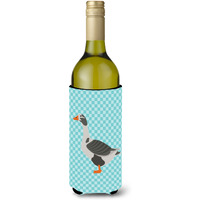 "Caroline's Treasures West of England Goose Blue Check Decorative Bottle Hugger, 750 ml, Multicolor"