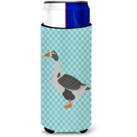 "Caroline's Treasures West of England Goose Blue Check Decorative Can Hugger, Slim, Multicolor"
