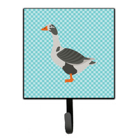 "Caroline's Treasures West of England Goose Blue Check Wall Hook, Small, Multicolor"