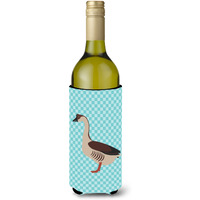 "Caroline's Treasures Chinese Goose Blue Check Decorative Bottle Hugger, 750 ml, Multicolor"