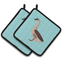 "Caroline's Treasures Chinese Goose Blue Check Decorated Pot Holder, 7.5"" x 7.5"""