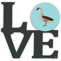 "Caroline's Treasures Chinese Goose Blue Check Metal Artwork Love wall-decor, Multicolor"