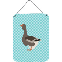 "Caroline's Treasures Toulouse Goose Blue Check Metal Print, 16hx12w, Multicolor"