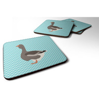 "Caroline's Treasures Toulouse Goose Blue Check Decorative coasters, 3.5, Multicolor"