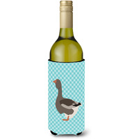 "Caroline's Treasures Toulouse Goose Blue Check Decorative Bottle Hugger, 750 ml, Multicolor"