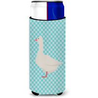 "Caroline's Treasures Roman Goose Blue Check Decorative Can Hugger, Slim, Multicolor"
