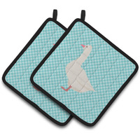 "Caroline's Treasures Roman Goose Blue Check Decorated Pot Holder, 7.5"" x 7.5"""