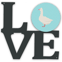 "Caroline's Treasures Roman Goose Blue Check Metal Artwork Love wall-decor, Multicolor"