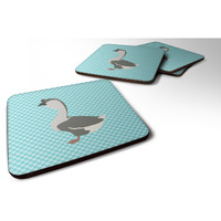 "Caroline's Treasures African Goose Blue Check Decorative coasters, 3.5, Multicolor"