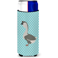 "Caroline's Treasures African Goose Blue Check Decorative Can Hugger, Slim, Multicolor"