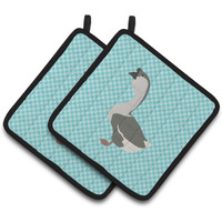 "Caroline's Treasures African Goose Blue Check Decorated Pot Holder, 7.5"" x 7.5"""