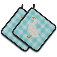 "Caroline's Treasures Shire Horse Blue Check Decorated Pot Holder, 7.5"" x 7.5"""