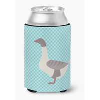 "Caroline's Treasures Buff Grey Back Goose Blue Check Decorative Can Hugger, Multicolor"